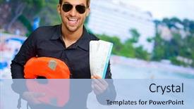  Presentation with invitation - Audience pleasing presentation theme consisting of ticket invitation - portrait of a happy young backdrop and a  colored foreground