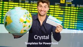  Presentation with cutout paper people standing around globe holding hands - Audience pleasing theme consisting of construction sign backdrop and a sky blue colored foreground