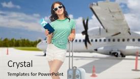  Presentation with air plane - Presentation having ticket over plane on airfield background and a lemonade colored foreground