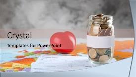  Presentation with world map - PPT theme having tickets and money for vacation background and a  colored foreground