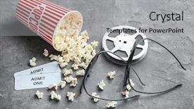  Presentation with film reel - Slide deck with tickets glasses and movie reel background and a light gray colored foreground