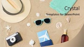  Presentation with passport travel - Colorful theme enhanced with tickets in passport vintage camera backdrop and a lemonade colored foreground