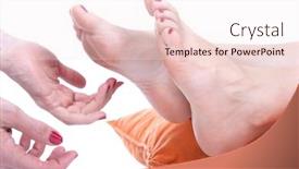  Presentation with feet - Audience pleasing presentation design consisting of tickling-women-feet-and-laughing backdrop and a sky blue colored foreground