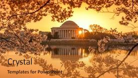  Presentation with washington dc - Audience pleasing slide set consisting of tidal basin and jefferson backdrop and a gold colored foreground