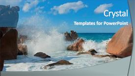  Presentation with tidal energy - Slide set consisting of tidal wave energy - magnificent seychelles under the sun background and a teal colored foreground