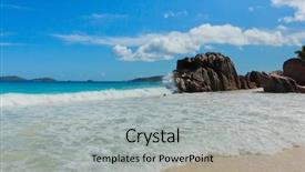  Presentation with violent - PPT theme having magnificent seychelles violent surf background and a light gray colored foreground