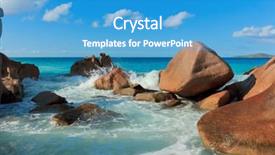  Presentation with tidal energy - Presentation theme having tidal wave energy - rocky beach magnificent seychelles background and a teal colored foreground