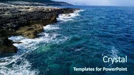  Presentation with tidal energy - PPT layouts featuring tidal wave energy - rocky coastal landscape of kefalonia background and a ocean colored foreground