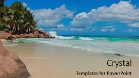  Presentation with violent - Colorful theme enhanced with sunlit sea foam violent surf backdrop and a coral colored foreground