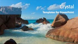  Presentation with violent - Audience pleasing presentation design consisting of violent surf sunlit sea foam backdrop and a teal colored foreground