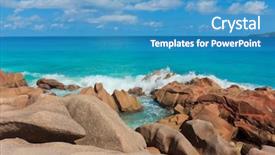  Presentation with sound waves wave oscillating - Audience pleasing slides consisting of tidal power - magnificent seychelles breaking big waves backdrop and a teal colored foreground