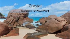  Presentation with sea and beach - Colorful PPT theme enhanced with tidal power - rocky beach sunlit sea foam backdrop and a light blue colored foreground