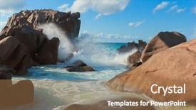 Presentation with rocky - Presentation theme having tidal power - sun rocky beach background and a  colored foreground
