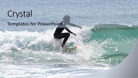  Presentation with sound waves wave oscillating - PPT layouts featuring tidal power - surfing the waves background and a  colored foreground