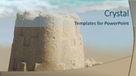  Presentation with sand ocean - Amazing theme having tidal waves - pretty sand castle with ocean backdrop and a light blue colored foreground