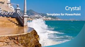  Presentation with wave - PPT theme consisting of tidal waves - sparks of breaking wave background and a teal colored foreground