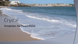  Presentation with tide - Slide deck consisting of tide coming in a porthminster beach st ives cornwall background and a light blue colored foreground