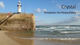  Presentation with tide - Theme consisting of tide coming in around the end of smeaton's pier st ives cornwall background and a light blue colored foreground