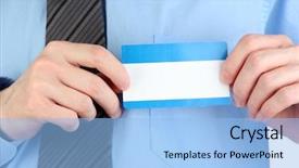  Presentation with sonar blue modern ship radar - Cool new theme with tie and holding blank nametag backdrop and a light blue colored foreground