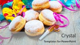  Presentation with tie - Presentation with tie and streamers colorful carnival background and a light gray colored foreground