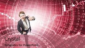  Presentation with tie - Amazing presentation design having tie around head against binary backdrop and a coral colored foreground