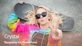  Presentation with pretty girl - Beautiful presentation theme featuring tie dye - pretty blond skater girl giving backdrop and a coral colored foreground