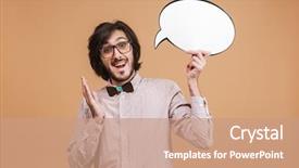  Presentation with blanc - Presentation consisting of tie holding blanc idea bubble background and a  colored foreground