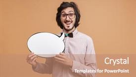  Presentation with blanc - Beautiful slide deck featuring tie holding blanc idea bubble backdrop and a coral colored foreground