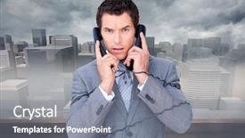  Presentation with wires - Cool new PPT theme with tie up - composite image of angry businessman backdrop and a  colored foreground