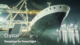  Presentation with dock - Presentation with tie up - containership being loaded in dock background and a gray colored foreground