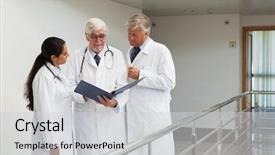  Presentation with healthcare workers - Beautiful presentation featuring tie up - three doctors talking backdrop and a light gray colored foreground