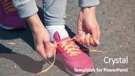  Presentation with pink - Colorful PPT theme enhanced with tie up - young girl laces up pink backdrop and a coral colored foreground