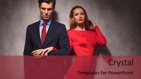 Presentation with holding hands - Amazing slide set having tie woman in red dress backdrop and a red colored foreground