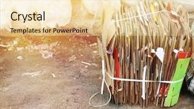  Presentation with recycle glass waste for recycling - Cool new slides with tied cardboard sheets outdoors recycling backdrop and a  colored foreground