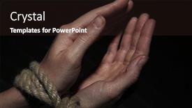  Presentation with dark - Presentation theme with tied hands on dark background background and a wine colored foreground