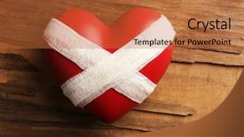  Presentation with broken heart - Presentation having tied heart with bandage background and a  colored foreground