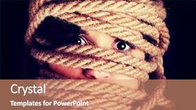 Presentation with violence woman - Amazing presentation design having tied up scared woman face backdrop and a coral colored foreground