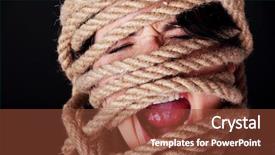  Presentation with violence woman - Slides featuring tied up woman screaming violence background and a tawny brown colored foreground