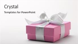  Presentation with blue and white tie dye swirl - Slide set with tied with a white ribbon background and a pink colored foreground