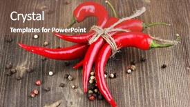  Presentation with chili - Presentation theme with tied with rope on wood background and a tawny brown colored foreground