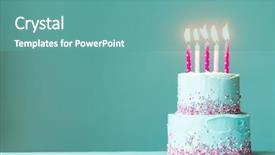  Presentation with sprinkles - Presentation theme with tiered birthday cake with pink background and a teal colored foreground