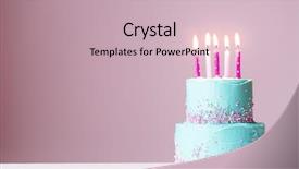  Presentation with pink birthday - PPT theme consisting of tiered birthday cake with pink background and a soft green colored foreground