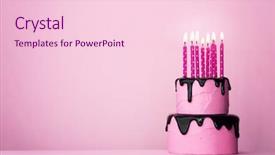  Presentation with pink birthday - Slide set featuring tiers - pink tiered birthday cake background and a lemonade colored foreground