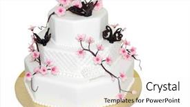  Presentation with cake - Cool new PPT theme with tiers - three tiered iced cake isolated backdrop and a white colored foreground