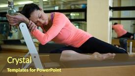  Presentation with water bottle - Cool new slide deck with tiers - tiered woman holding water bottle backdrop and a  colored foreground