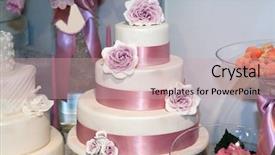  Presentation with wedding roses - Presentation featuring tiers - wedding cake with roses background and a  colored foreground