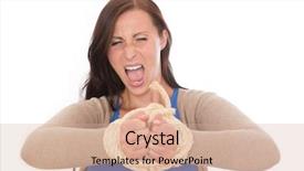  Presentation with super woman women power - Presentation design featuring ties bind - frustrated bounded woman background and a coral colored foreground