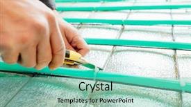  Presentation with pipes - Audience pleasing theme consisting of ties bind - underfloor heating installation pipes fastening backdrop and a seafoam green colored foreground