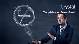  Presentation with cigarette - Colorful presentation design enhanced with ties cancer - businessman smoking cigarette backdrop and a navy blue colored foreground