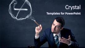  Presentation with pharmaceutical dosage forms - Presentation design consisting of ties cancer - businessman smoking cigarette background and a navy blue colored foreground